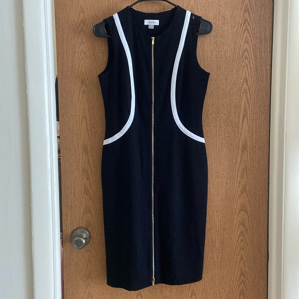 Calvin Klein Black & White Striped Dress